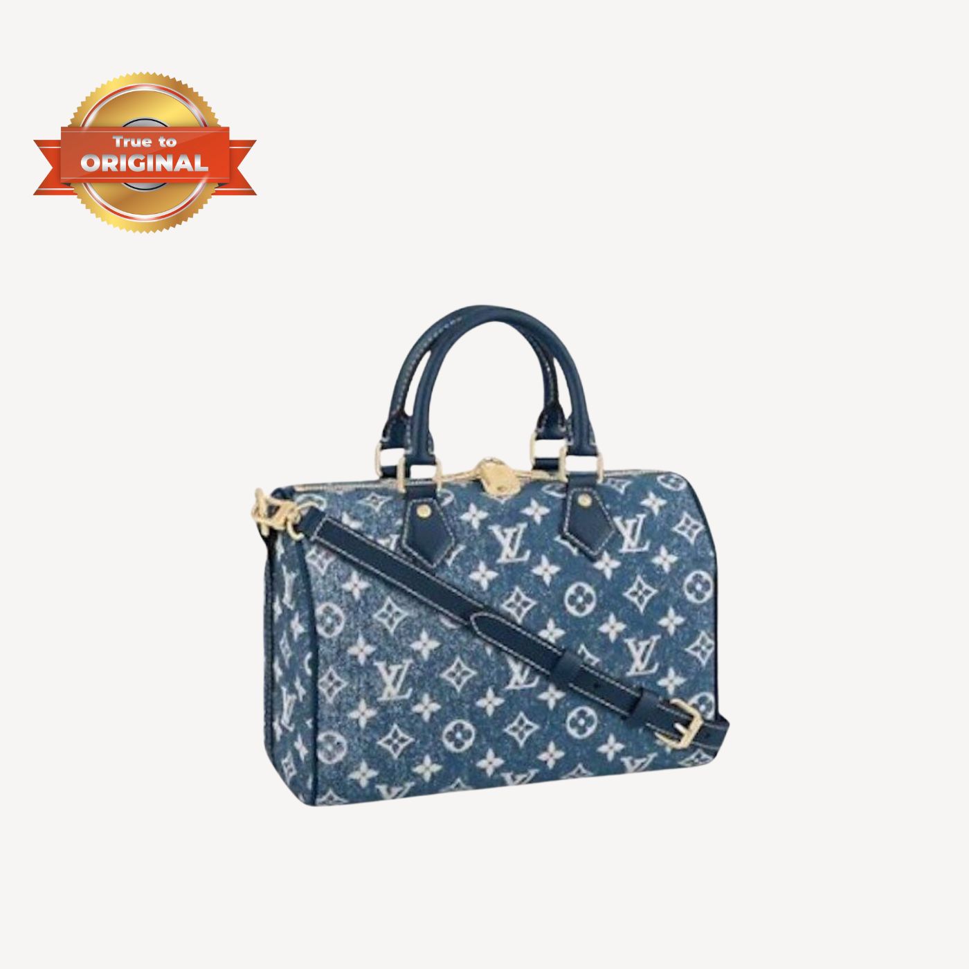 [True-to-ORIGINAL] Louis Vuitton Speedy Bandouliere 25 Monogram Denim Jacquard Navy Blue 9.8in/25cm